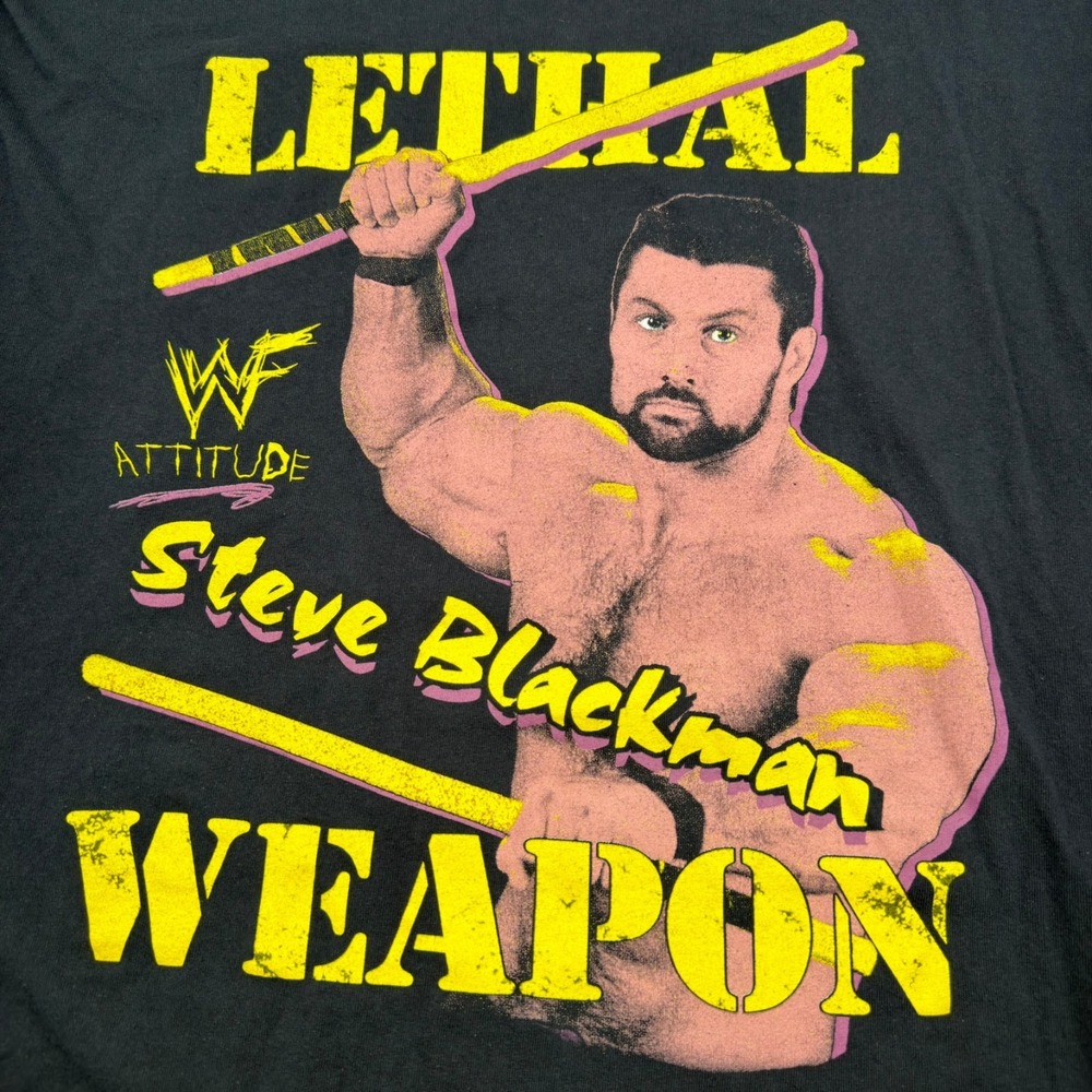 WWF Steve Blackman Mens Size 5XL T-Shirt Modern Vintage Lethal Weapon Black RARE